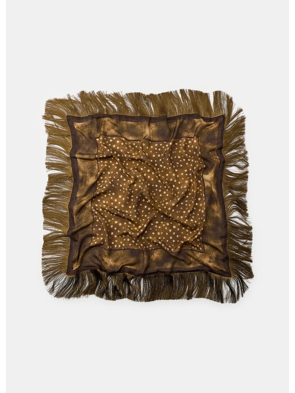 ZARA PRINTED SILK-BLEND FRINGED SCARF